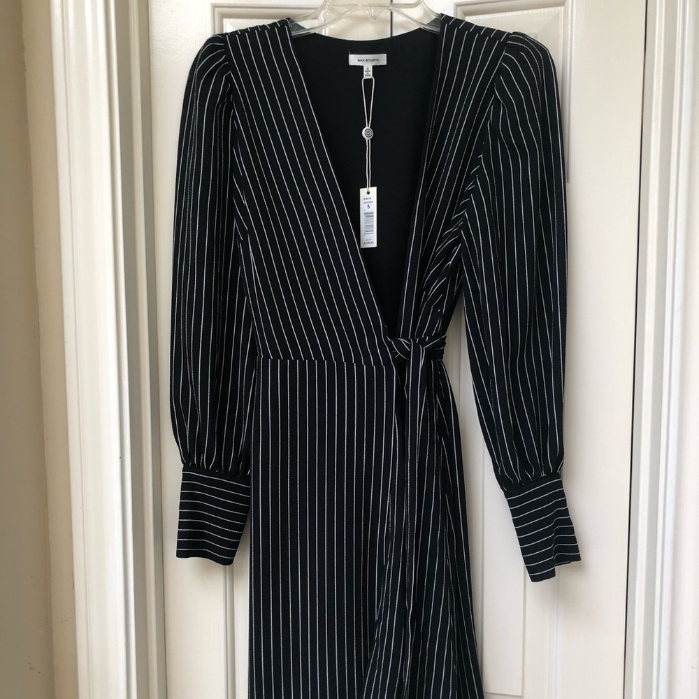 NWT Max Studio striped wrap dress, size S.